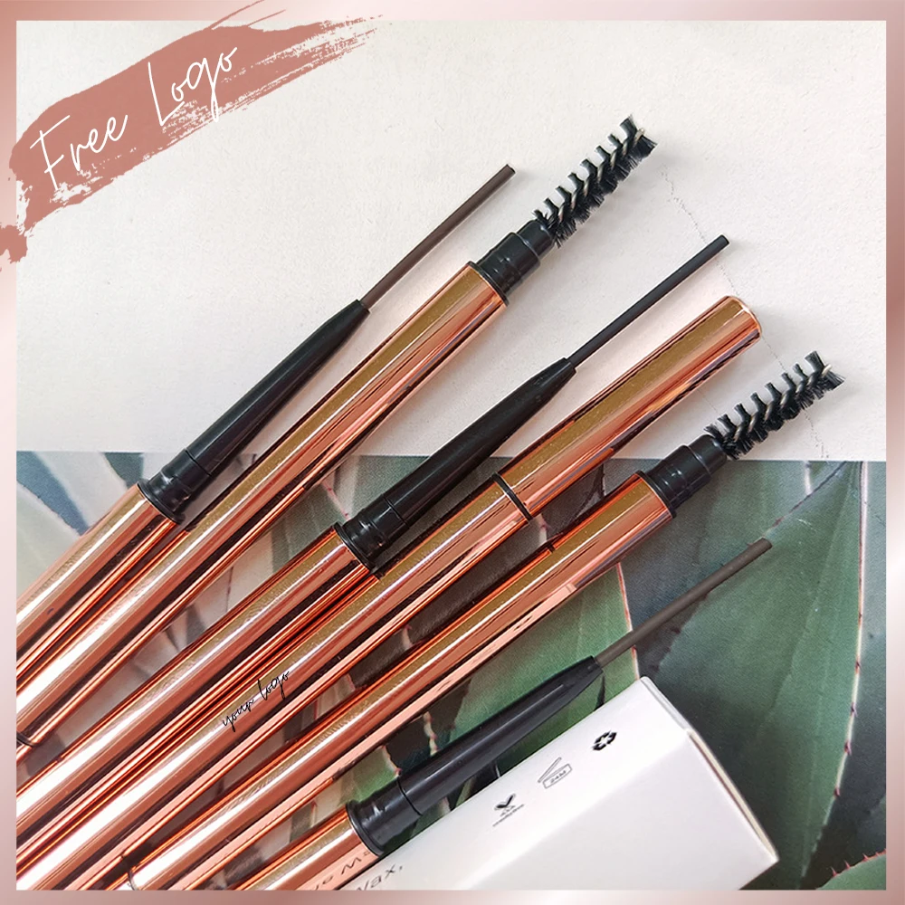 

Dual Ended Brow Pencil with Retractable Triangle Tip and Spoolie Brush Waterproof Custom Logo Eye Brown Tint Kit Definer Pencil