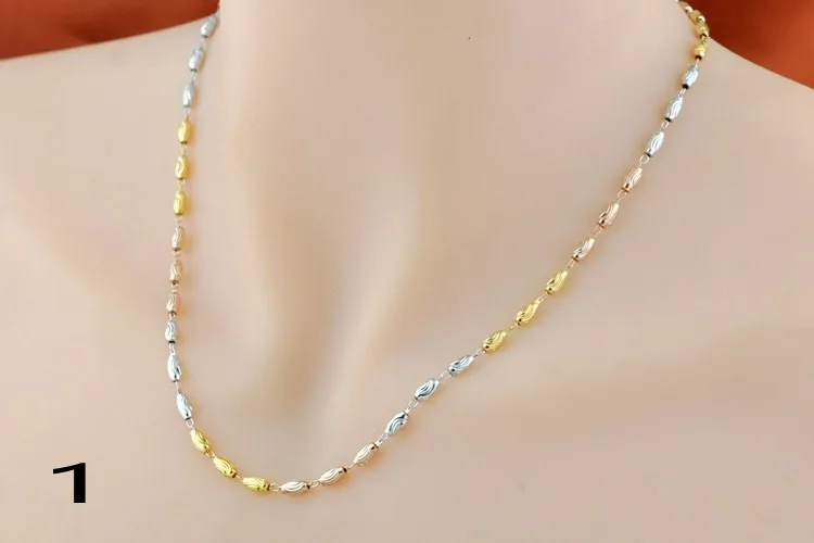 

925 silver plated silver contracted coarse Mosaic gold necklace color silver transport bead necklace