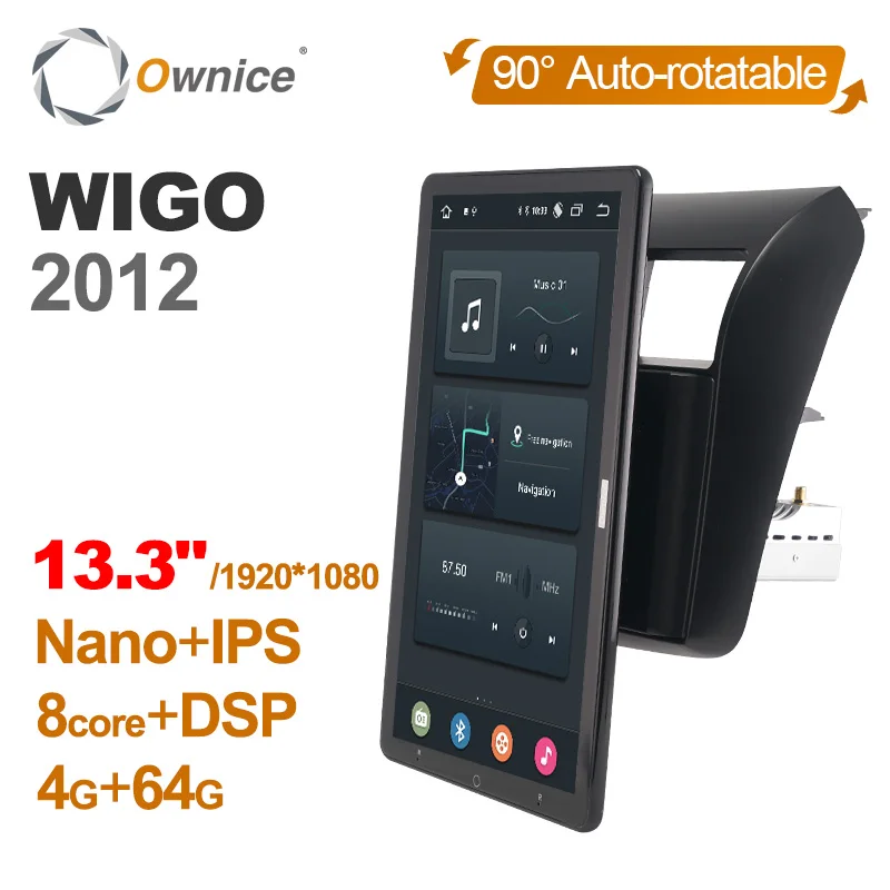 1920*1080 Nano Ownice Android 12.0 for TOYOTA WIGO 2012 Car Radio Video Audio Head Unit 13.3