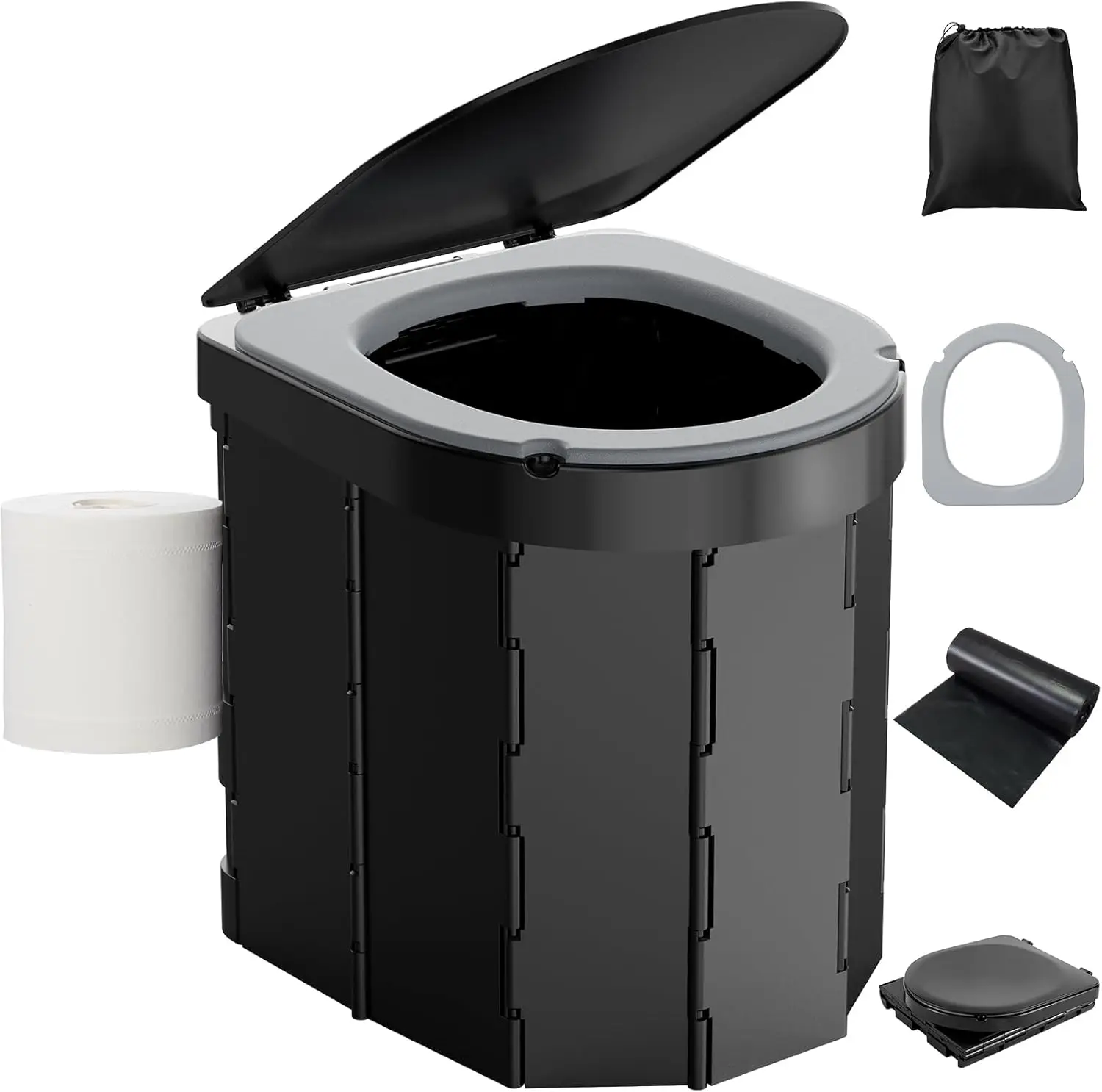 2026 Foldable Camping Travel Potty with Lid & Paper Holder, Upgrade Water Barrier,Compact Lightweight Design,Portable Toiletprom
