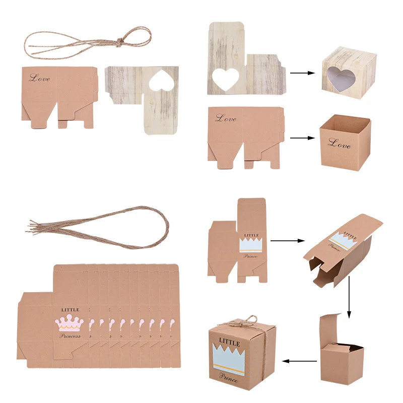 Mini Pillow Shape Candy Boxes Kraft Paper Box DIY Craft Gift Box Bag Wedding Favors Birthday Xmas Thank You Packaging Supplies