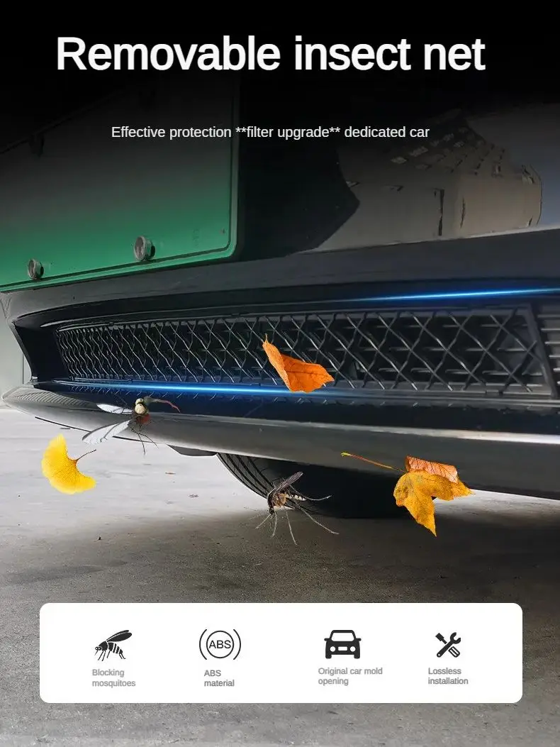 Osłona przedniego grilla Tesla Model Y Juniper 2025 Model 3 Highland, wkładki do grilla, siatka przeciw owadom, osłona, filtr do zderzaka. — zdjęcie 2