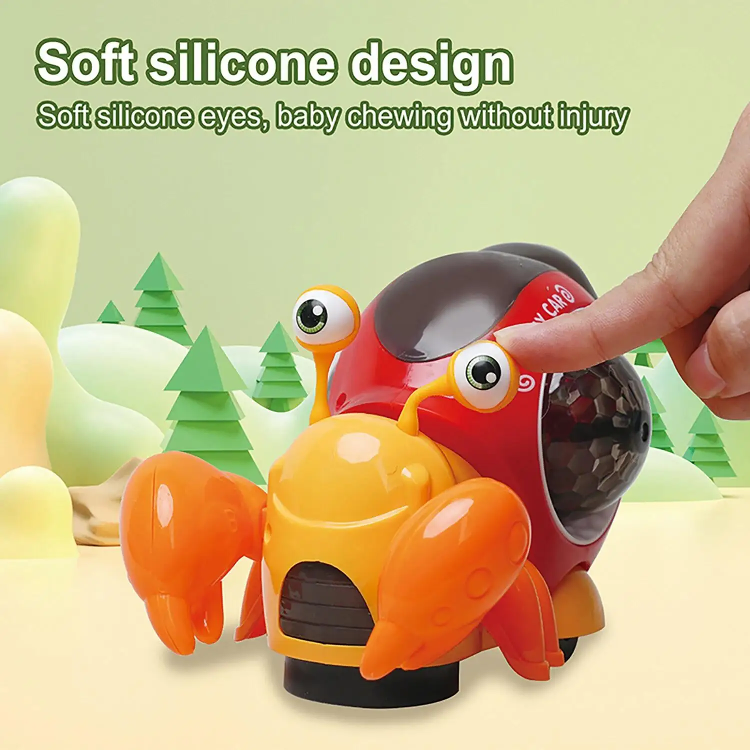 Caranguejo giratório universal elétrico, caranguejo eremita, música, projeção de luz, prevenção automática de obstáculos, brinquedos infantis divertidos