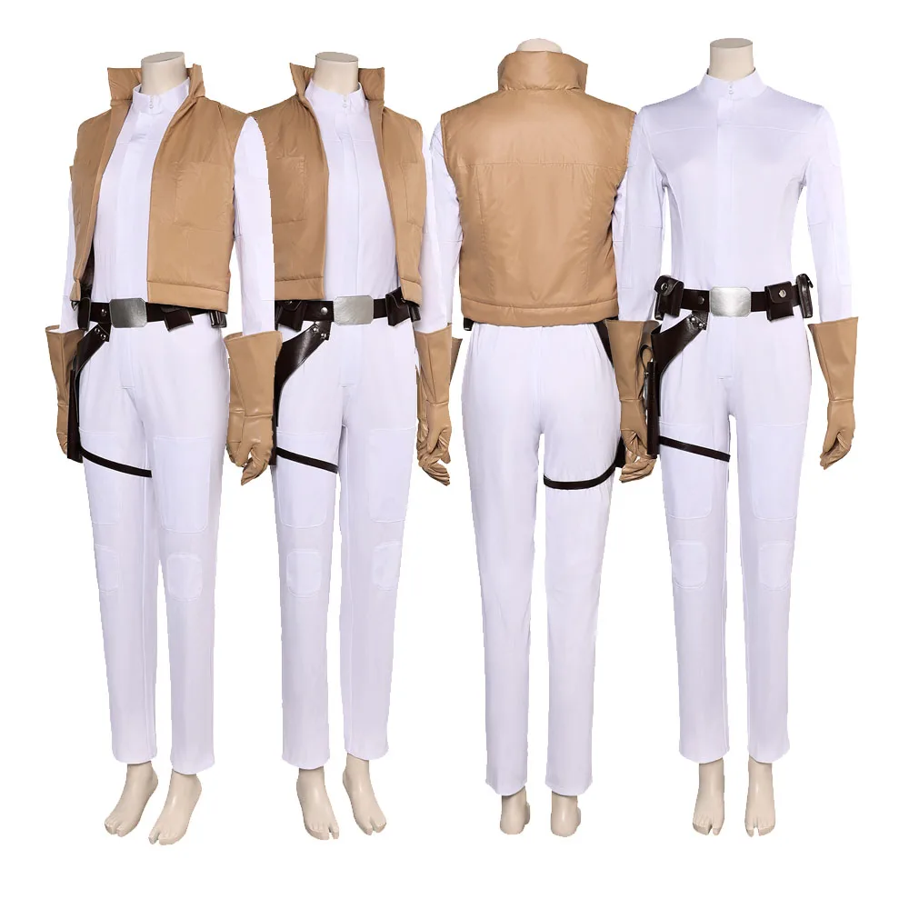 Leia Jumpsuit Vest Belt Cosplay Princess Costume Adult Women Fantasia Outfits Halloween Carnival Party Suit