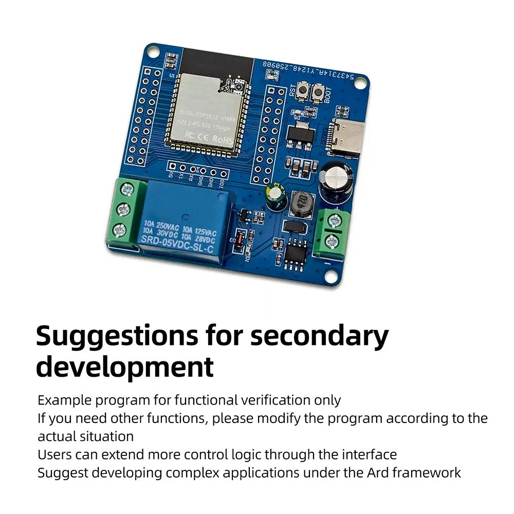 DC 5-60V Einkanal-Relaismodul WI-FI BT ESP32-N16R8 Relaisplatine Typ-C-Schnittstelle – Detail 9