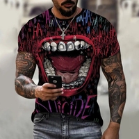 Fashionable New Men's Smile Pattern Printed T-shirt Summer Outdoor Casual Hip Hop Harajuku Round Neck Plus Size Comfortable Shor