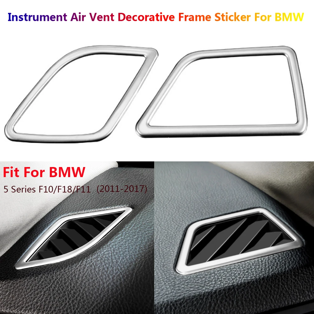 

2 x Stainless Steel Car Interior Dashboard AC Air Condition Vent Outlet Decorative Frame Cover Trim For BMW 5 F10 F18 2011-2017