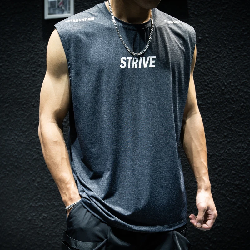 Ice Silk Quick Dry Summer Fitness Sport Tank Top Men Loose Trendy Large Size Half Sleeve Body T-Shirt Breathable Youth Fashion