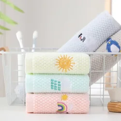 Children's Towel Pure Cotton Absorbent Baby Children's Kindergarten Face Towel Embroidery Small Face Towel  Baby Wipes