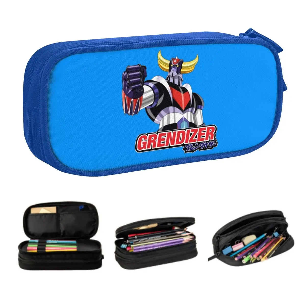Custom UFO Robot Grendizer Pencil Case for Boy Girl Large Capacity Goldrake Goldorak Mecha Anime Pen Box Bag Stationery