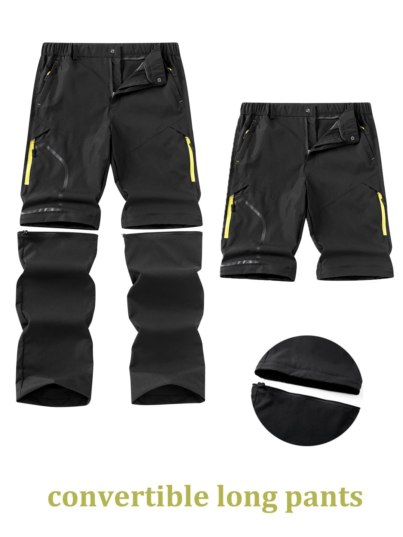 

Мужские съемные брюки-карго 2-в-1, легкие дышащие и прочные рабочие брюки, повседневный эластичный стиль, подходит для занятий спортом