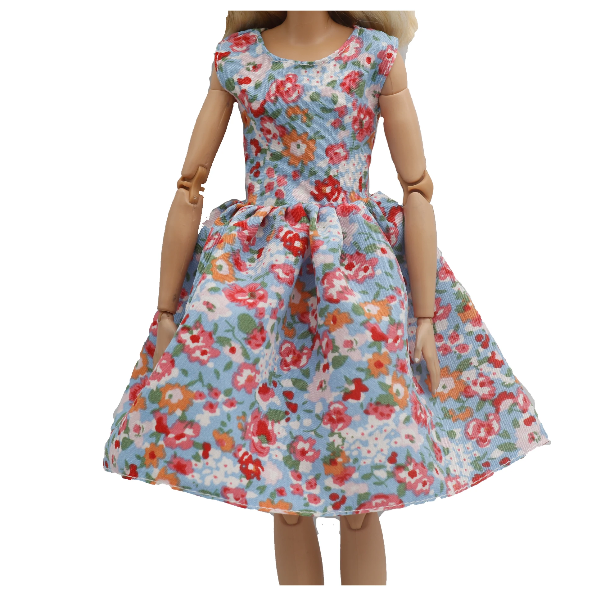 Vestido elegante sin mangas con patrón de flores para muñeca, accesorios de uso diario, ropa para Barbies, 30cm, 1/6