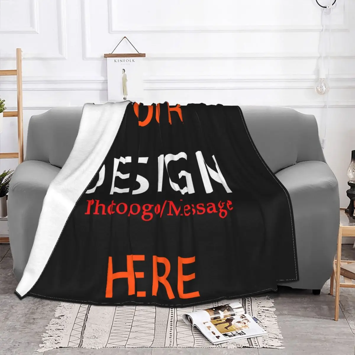 Custom Your Photo Logo Message Blankets Comfortable Soft Flannel Autumn DIY Design Throw Blanket for Sofa Home Bedding