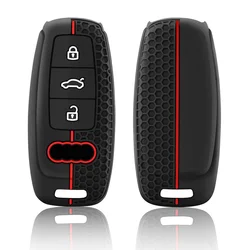 3 Buttons Remote Key Fob Case Cover For Audi A6L A7 A8 A8L E-tron Q8 C8 2019 Silicone Protective Shell Car Accessories