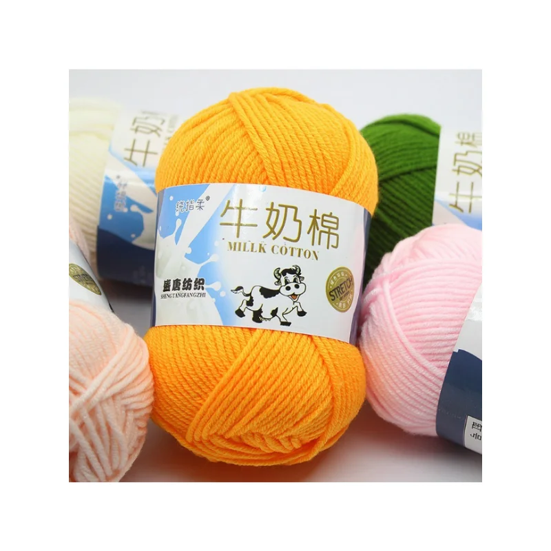 Soft Milk Cotton Crochet Yarn, Hand Knitting Line for Sweater, Scarf, Knitted Thread for Needlework DIY, 50g