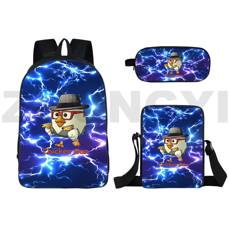 Hot Cartoon Chicken Gun Backpack Anime Shoulder Bag 3D Game Chicken Gun School Back Pack for Primary Students Laptop Travel Bags