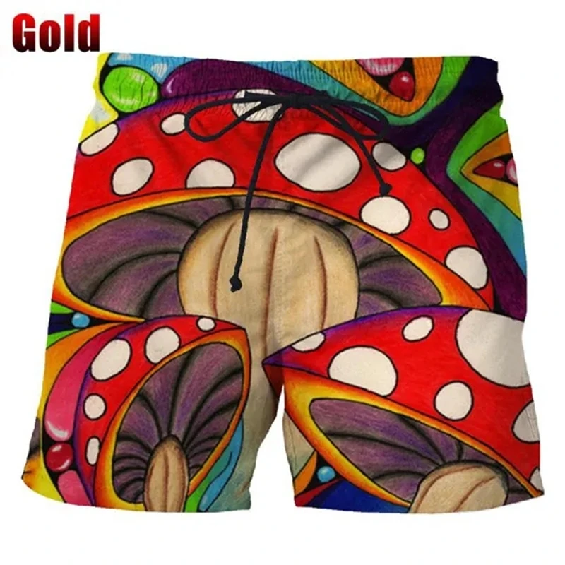 Bermuda Mushroom Men Beach Shorts Outdoor Short Pants Streetwear Hawaiian Swim Trunks Y2k Board Shorts Fitness Quick Dry Shorts