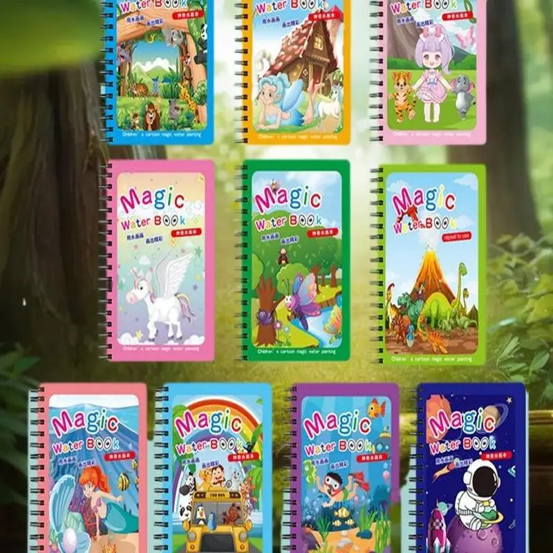 1권+1펜 재사용 가능한 색칠책 물 그림책 감각 조기 교육 퍼즐 그림 장난감