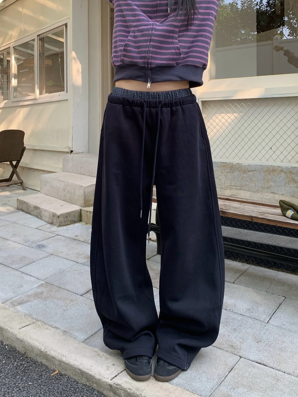 

American Retro Double Waist Head Casual Pants Dstring Loose Versatile Slimming Floor-Length Knife Pants