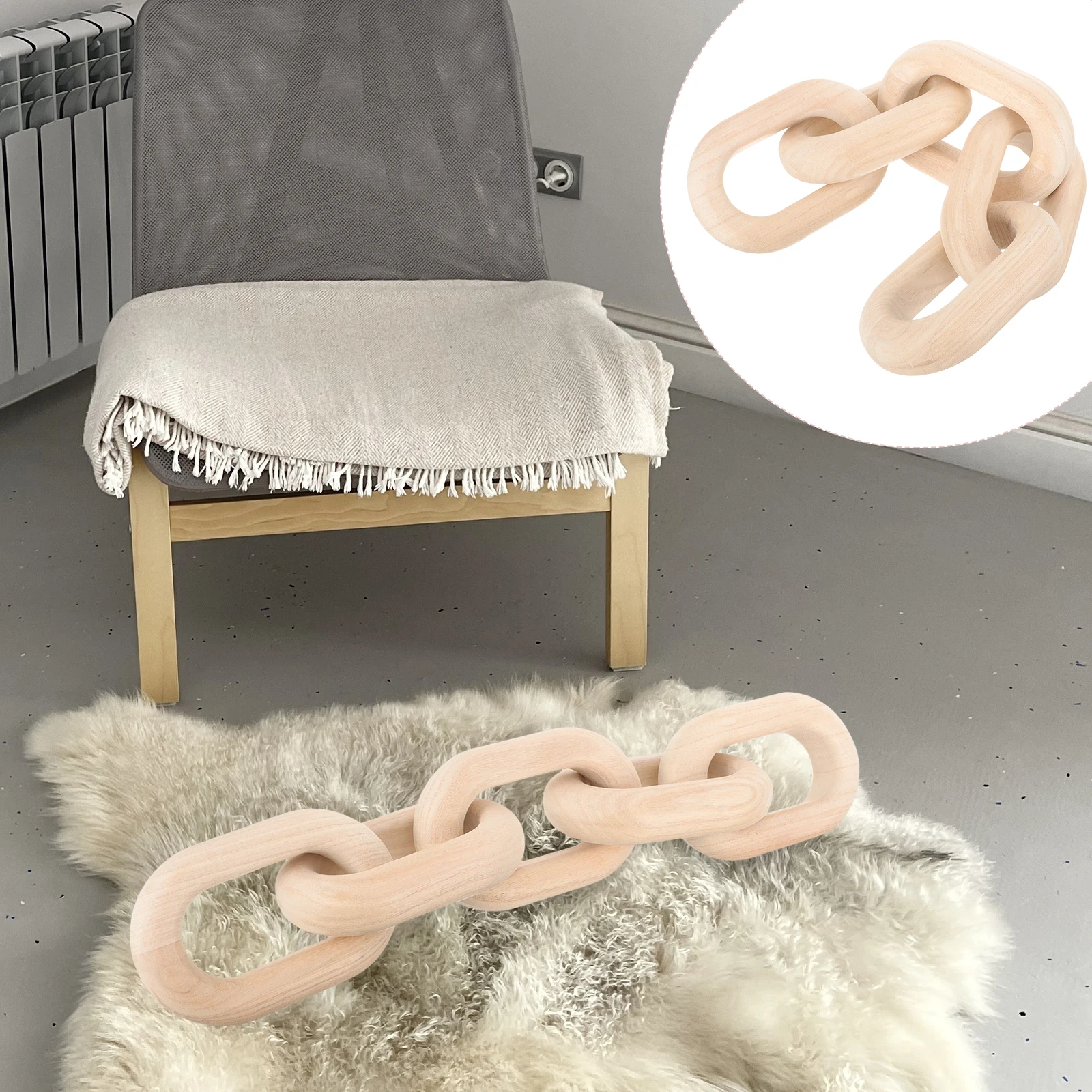 

Wooden 5-Ring Decoration Link Ornaments Home Decorative Accessories Natural Wood Color Farmhouse Rustic Modern Simple for Home