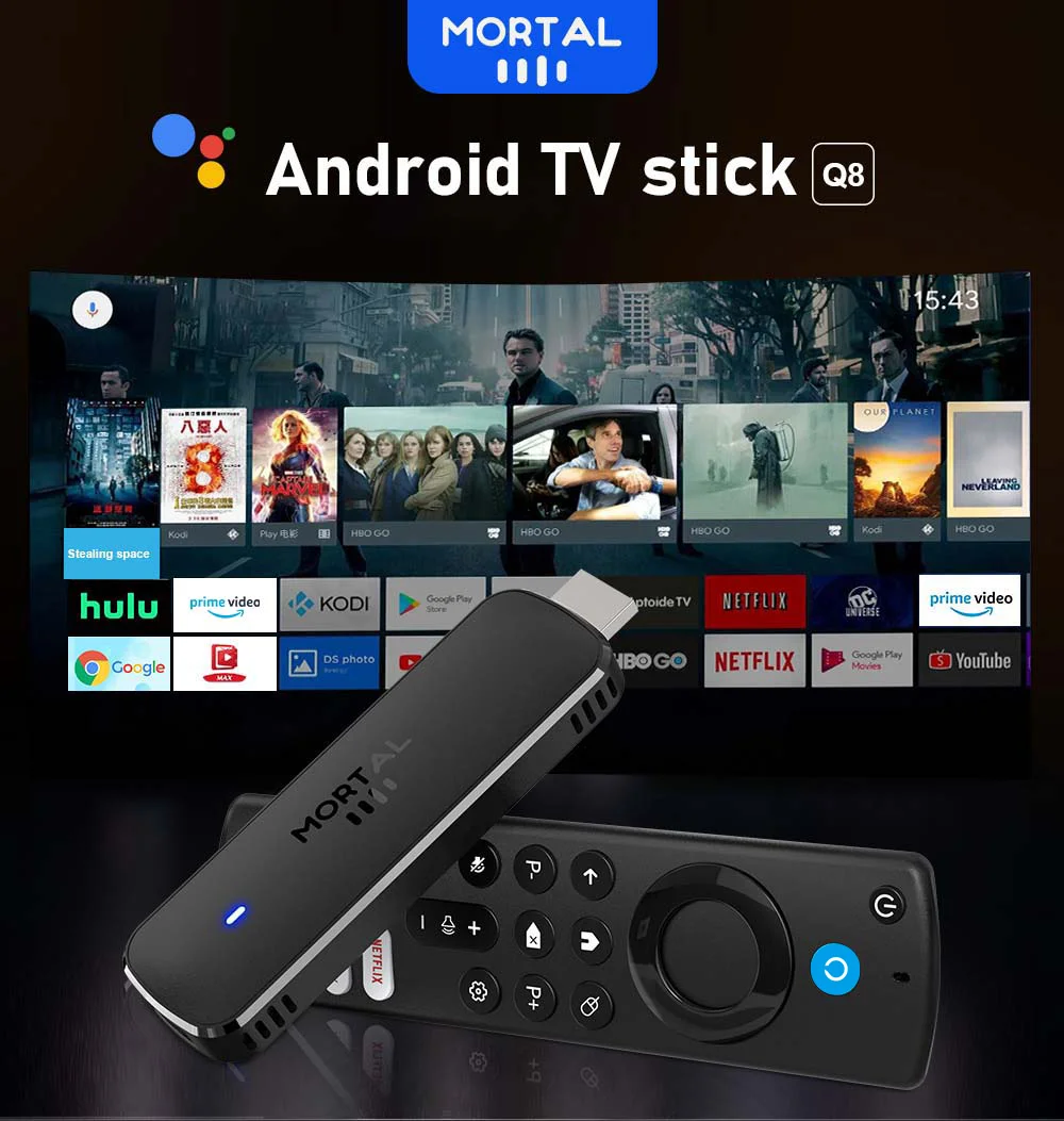 Android14 TV Stick Mortal Q8 Global Version Allwinner H313 Chip Wifi6 Voice Remote 8K 4K@60fps YouTube Stream TV stick 2G8G16G