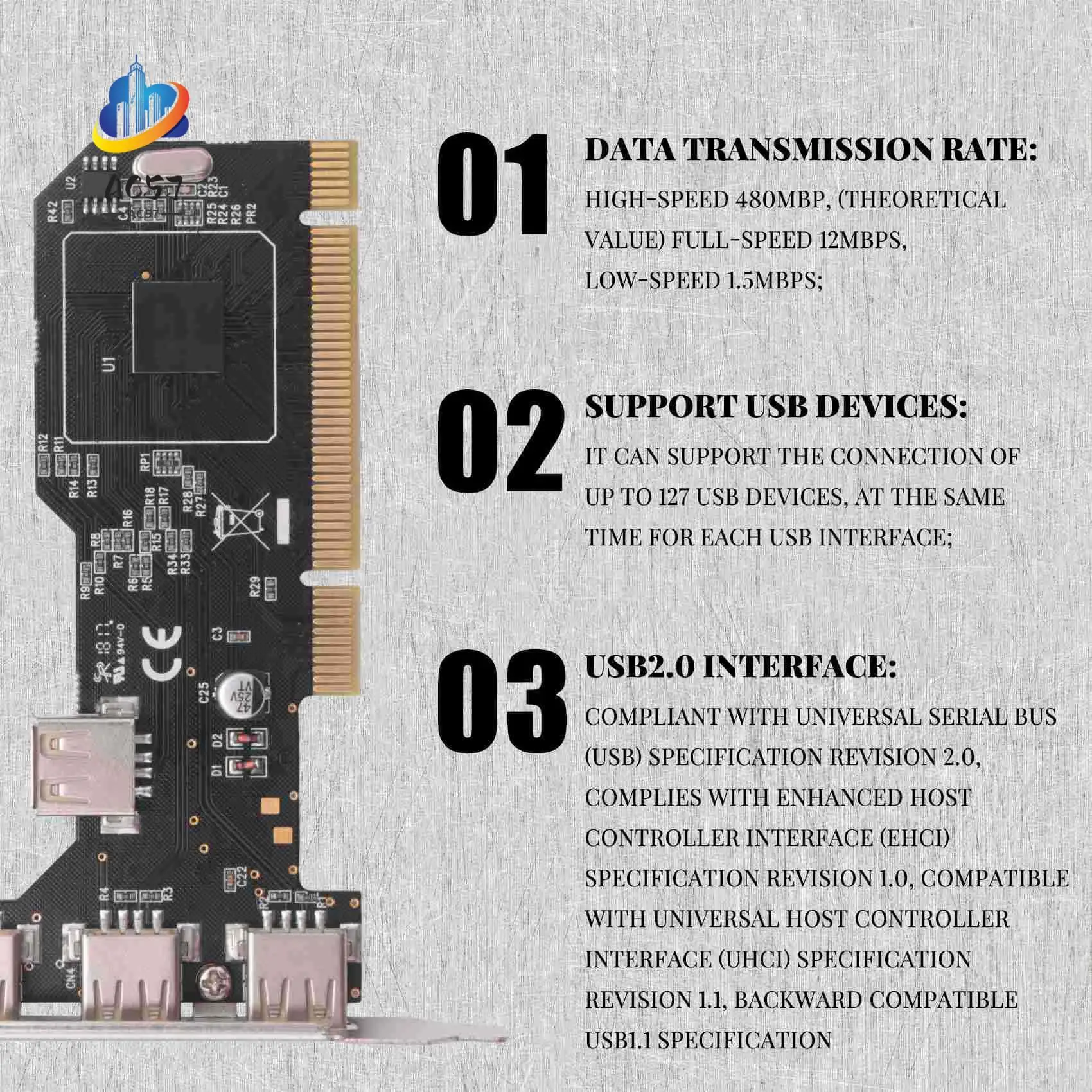 

Карта расширения AC57-PCI к USB2.0 Настольный PCI к 5 USB2.0 480 Мбит/с HUB NEC Карта расширения чипа