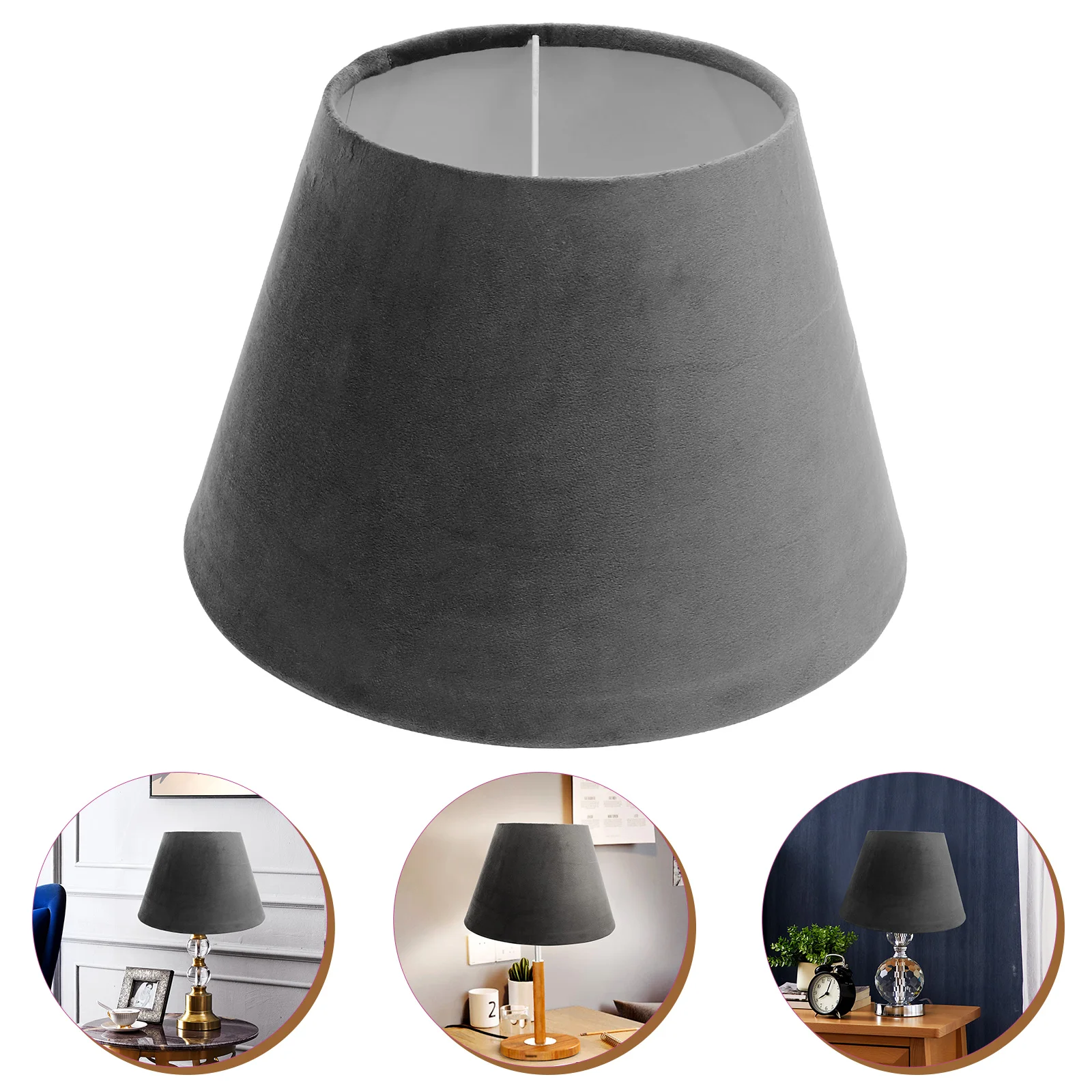 

Velvet Lamp Shade 30cm White Fabric Cover for Desk Bedside Table E27 E14 Hotel Living Room Decor Cloth Lampshades Replacement