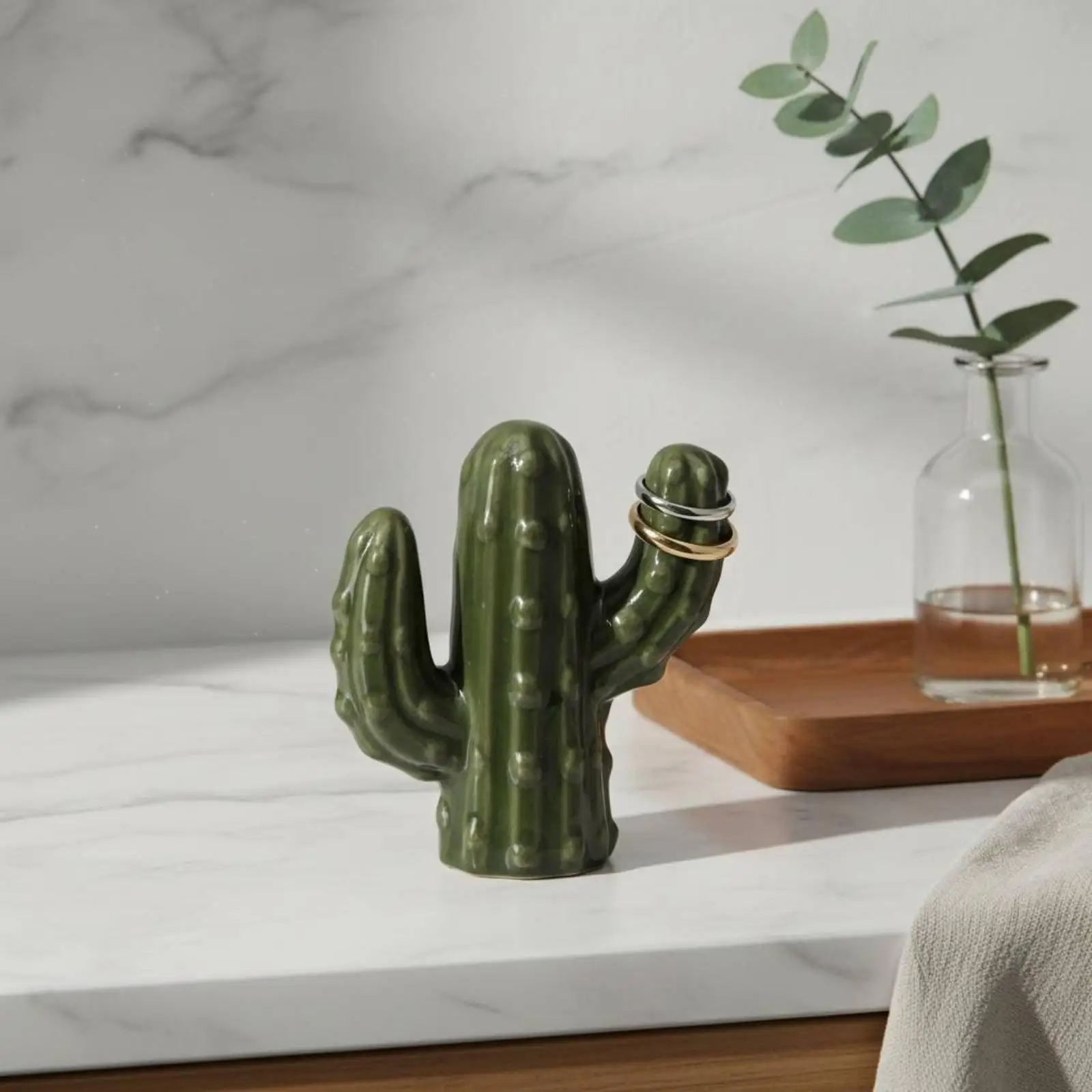 Mini Ceramic Animal Figurine Ring Holder Jewelry Organizer Display Stand for Living Room Showcase