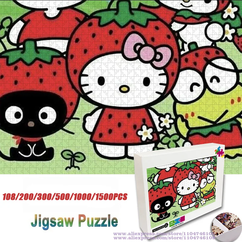 

Sanrio Characters Puzzle Jigsaw Cartoon Anime Animals Keroppi 108/200/300/500/1000/1500Pcs Intelligence Puzzles for Kids