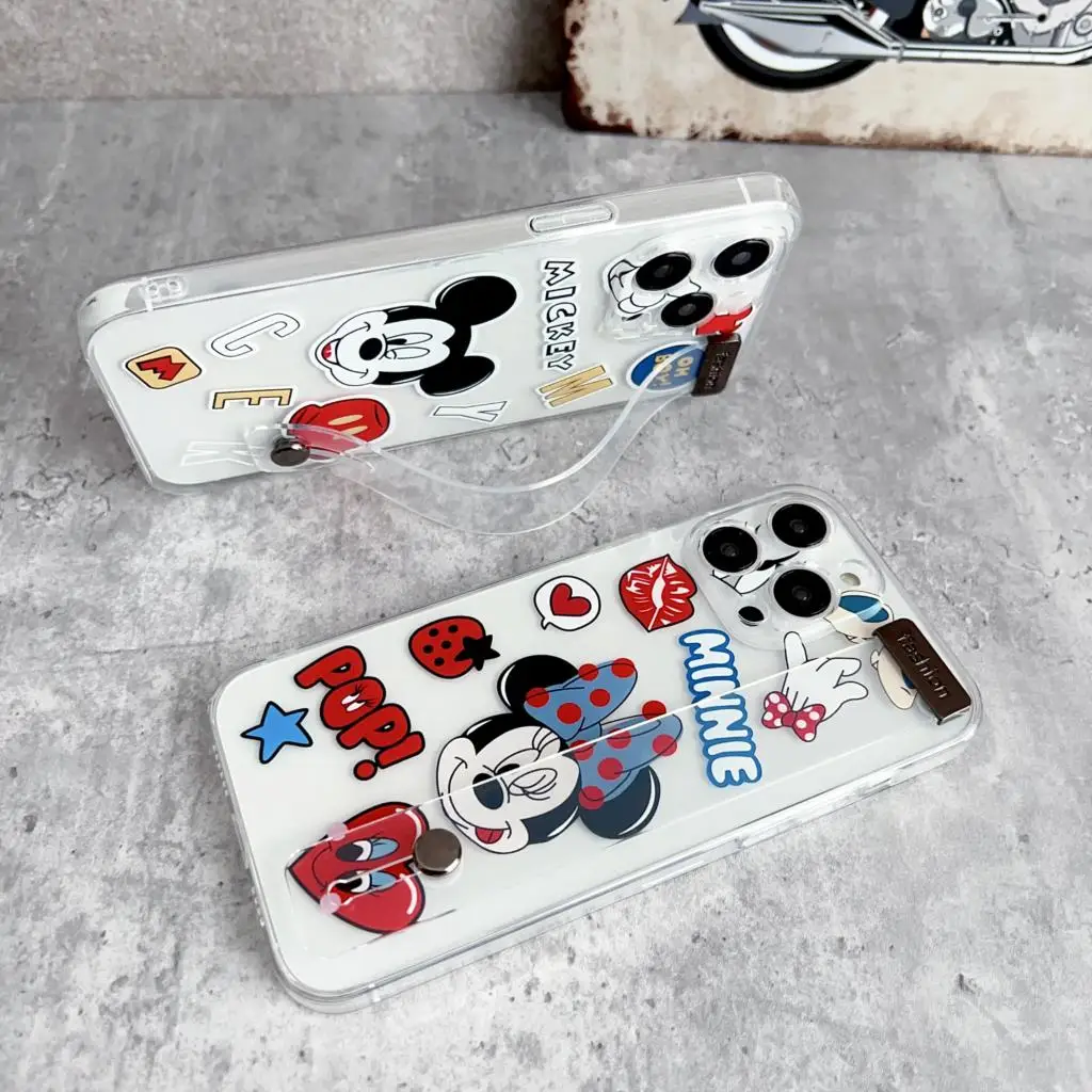 Minnie Mickey untuk Xiaomi Redmi 8 9 10 11 A Note 7 8 9 10 11 12 S Pro casing pemegang tali pergelangan tangan