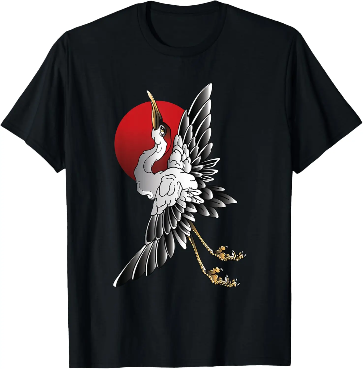 

white Sandhill Crane Bird Japanese style art T-Shirt