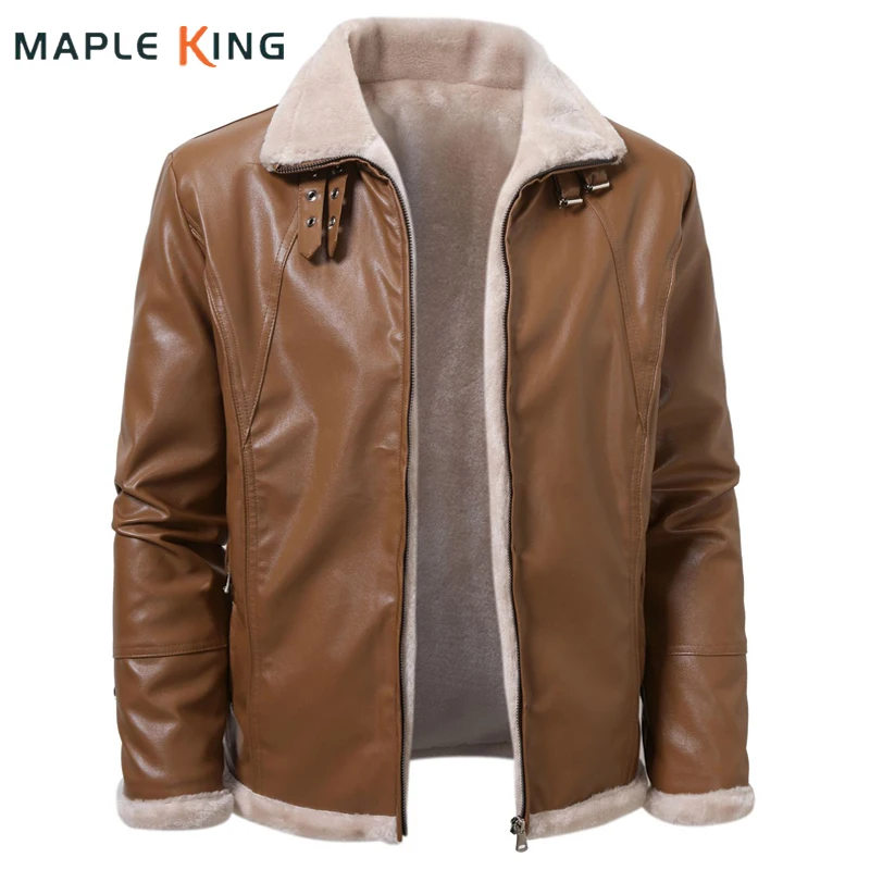 Steampunk Luxury Clothes Winter Men Jacket Faux Fur Coats PU Leather Chaquetas Warm Vinatge Men Motorcycle Biker Jacket Homme