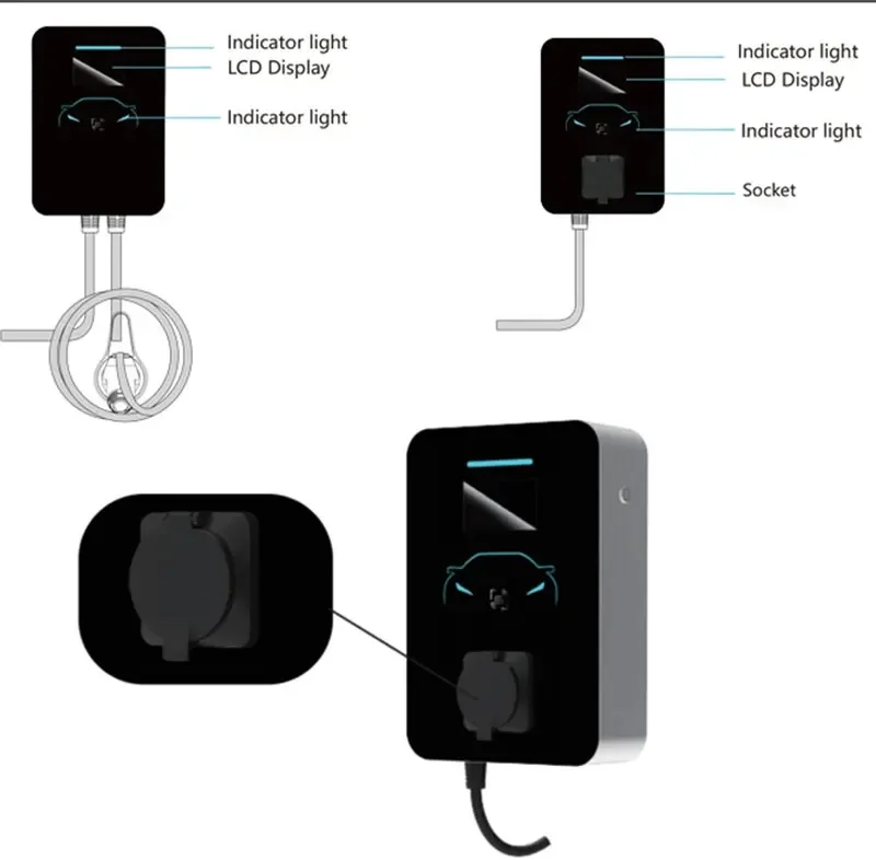 European Standard 22kW 32A Type2 Wall-mounted 3 Phase Electric Car Charger