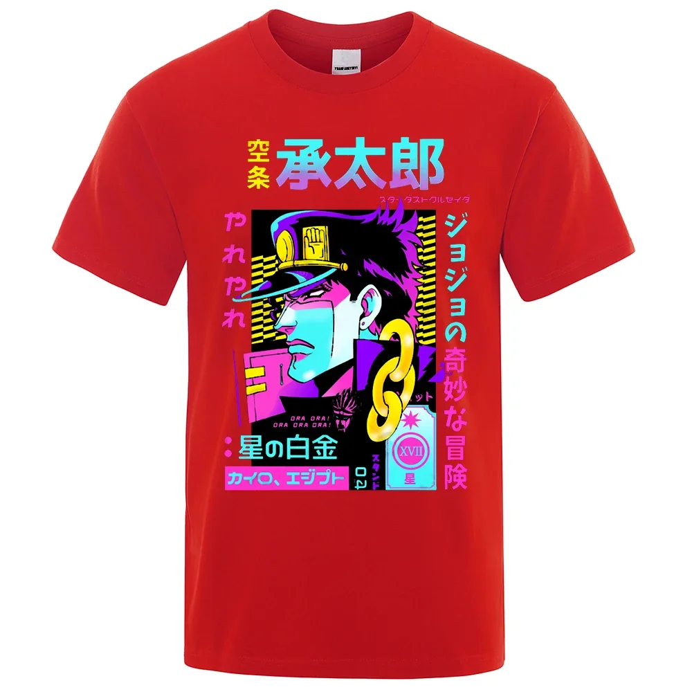 Fashion Jojo Bizarre Adventure T Shirt Men Women Short Sleeve Vaporwave Aesthetic Jotaro T-shirt Cotton Kujo Manga Tee Clothing