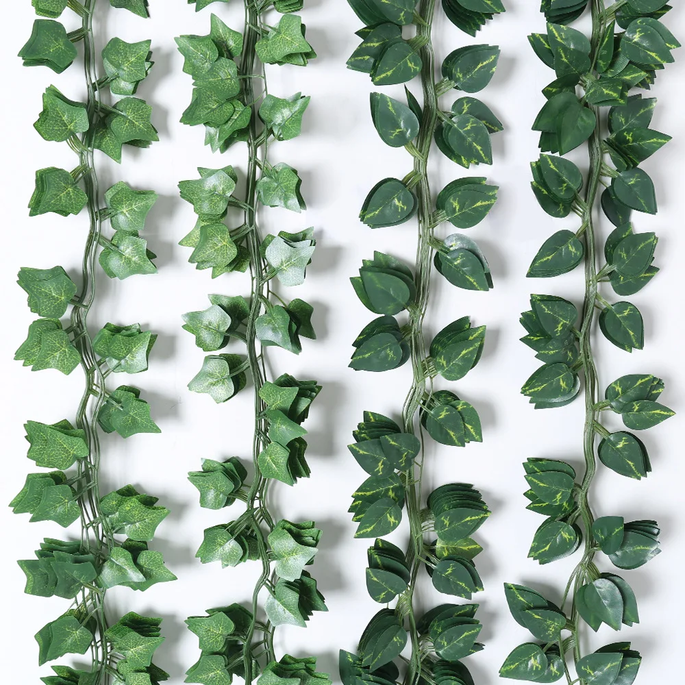 

Simulation rattan green radish leaf decoration fake leaves green vine vine plastic flower vine water pipe cover wholesale