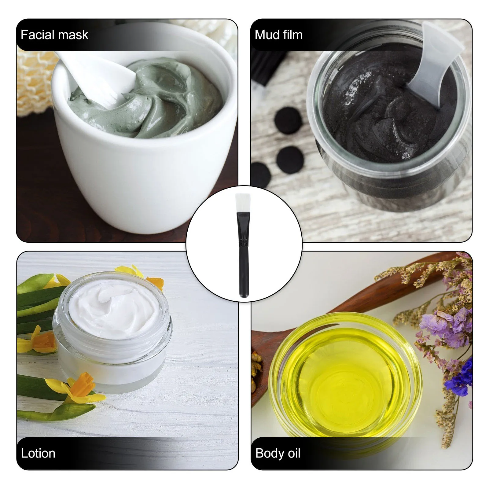 

5pcs Facial Mask Brush Nylon Bristle Smooth Tool For Face Mud Mask Body Lotion Beauty Care Applicator Blending Smearing Brush