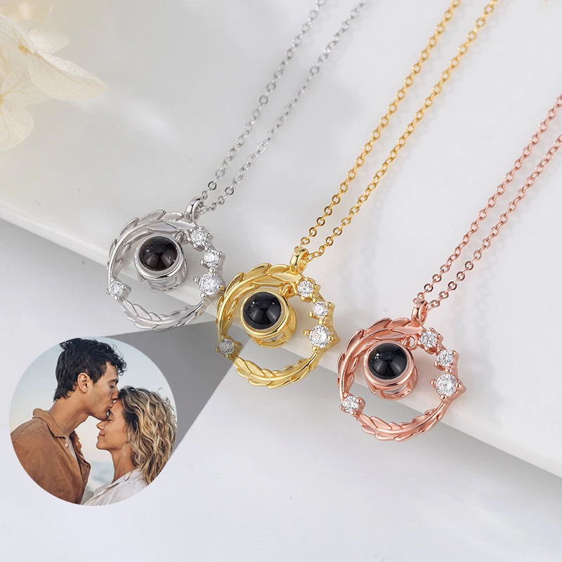 

Custom Projection Necklace Personalized Picture Heart Pendant Memorial Photo Bridesmaid Jewelry Trendy Best Valentine's Gift