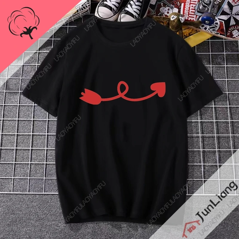 Drawn Arrows With Hearts Aesthetic Clothing 100% Cotton Goth Girlfriend Gift T- Shirts & Blouses Women Top Y2k T-shirt Woman