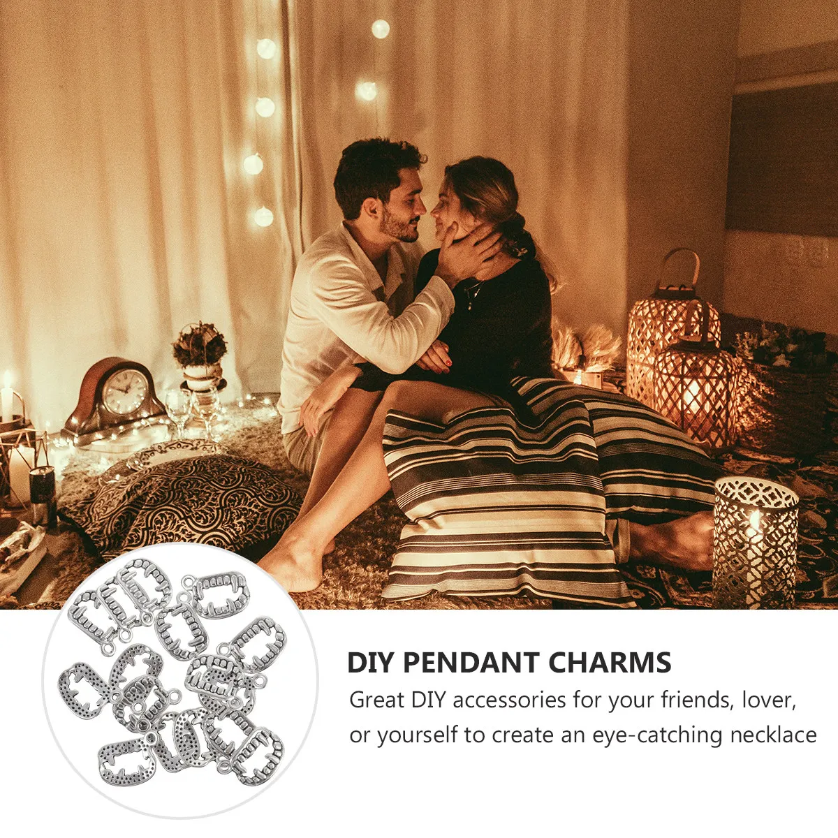 80Pcs Pendant Accessories Halloween Zombie Teeth DIY Charm Pendants Jewelry Making for Necklace Bracelet Earring Gifts