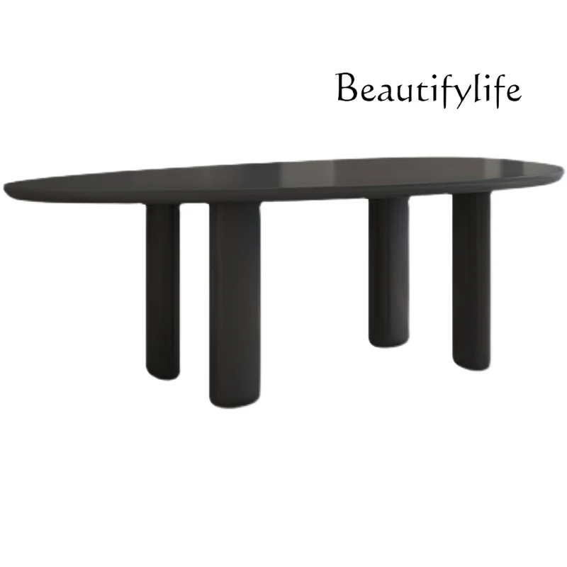 

Nordic Solid Wood Oval Dining Table Modern Desk Simple Conference Table Light Luxury Coffee Table