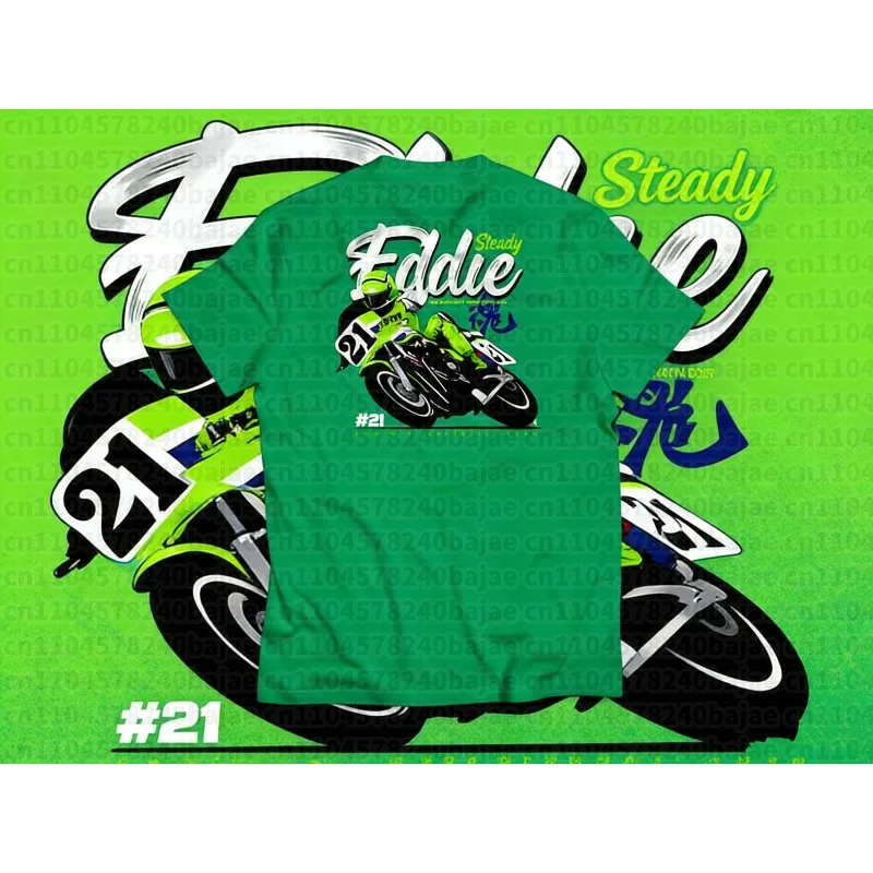 

25-26 летняя уличная быстросохнущая дышащая футболка Kawasaki из 100% хлопка с принтом, мужская и женская тонкая удобная мотоциклетная футболка