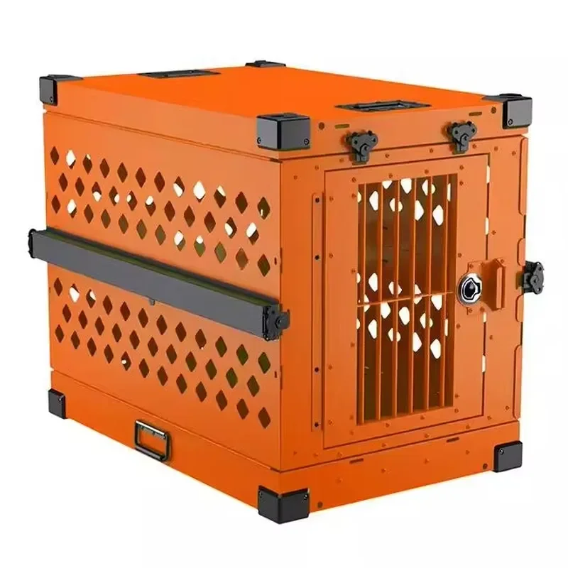 Aluminium Alloy Foldable Portable Breathable Dog Cage & Carrier with Button Closure