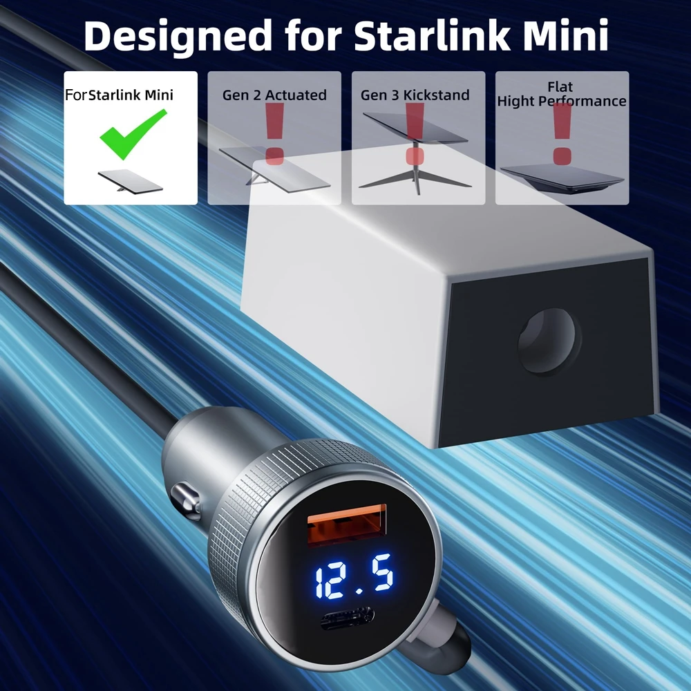 

3 в 1 адаптер для прикуривателя Starlink Mini, кабель питания USB C постоянного тока с повышающим преобразователем, усилитель 12-36 В для автомобиля, лодки, автофургона
