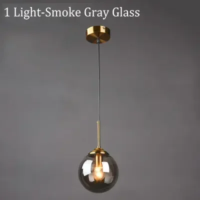 Modern Glass Ball Pendant Light, Lâmpada suspensa para cozinha Sala de jantar Ilha, Home Indoor Teto Lustres para Restaurante, Âmbar