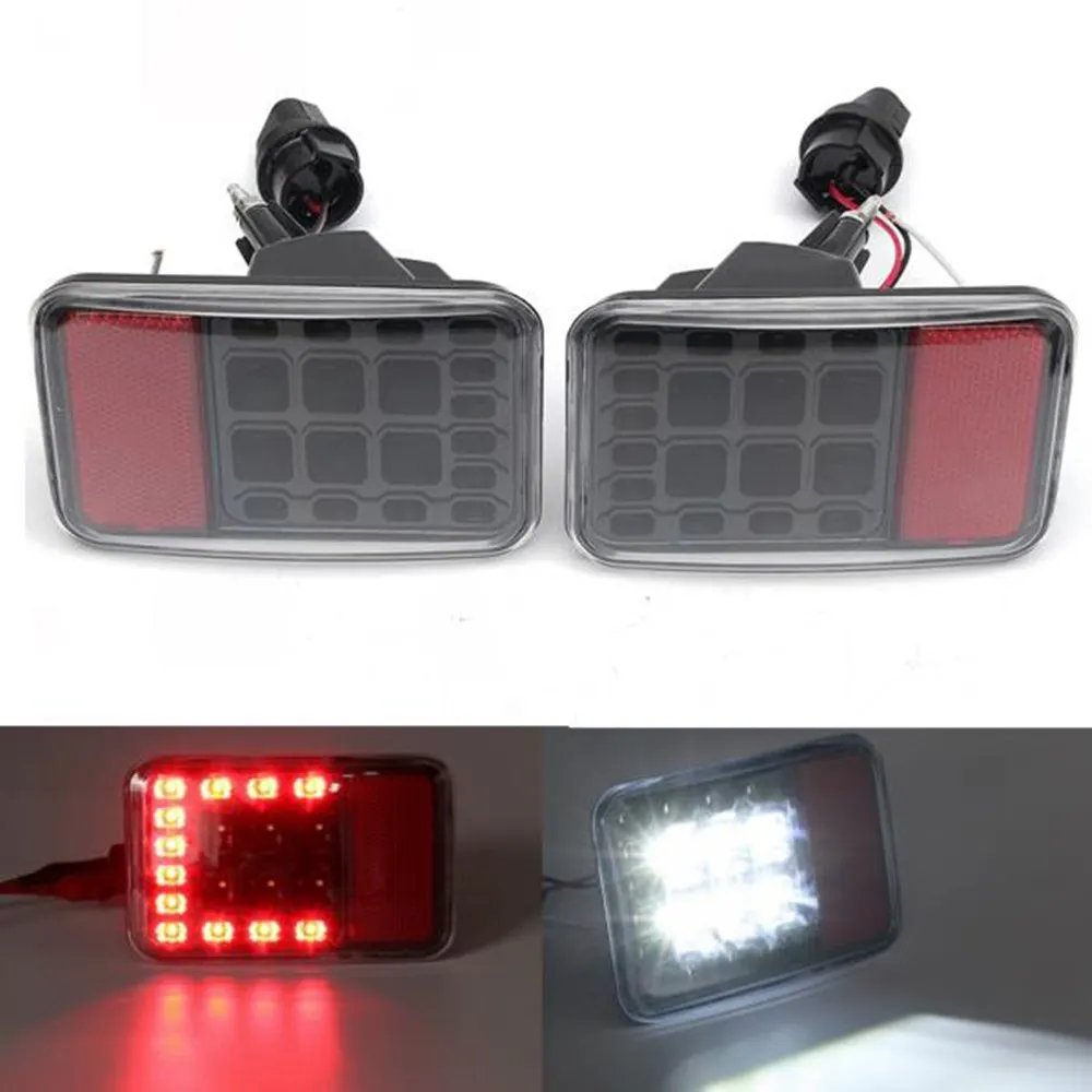 A Pair Clear Lens LED Reverse Backup Lamp Rear Bumper Tail Light For Jeep Wrangler JK 2007-2016 4x4 4WD 12V LED Runing Lights