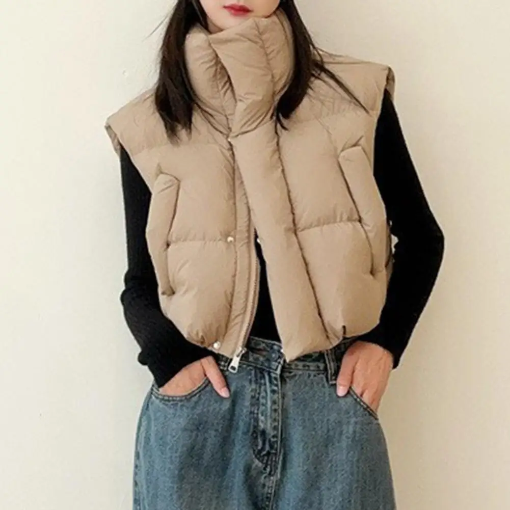 Women's Cotton Vests Autumn Winter Cotton-padded Waistcoat Female Warm Puffer Parkas Sleeveless Vests Coats Womens Outwear