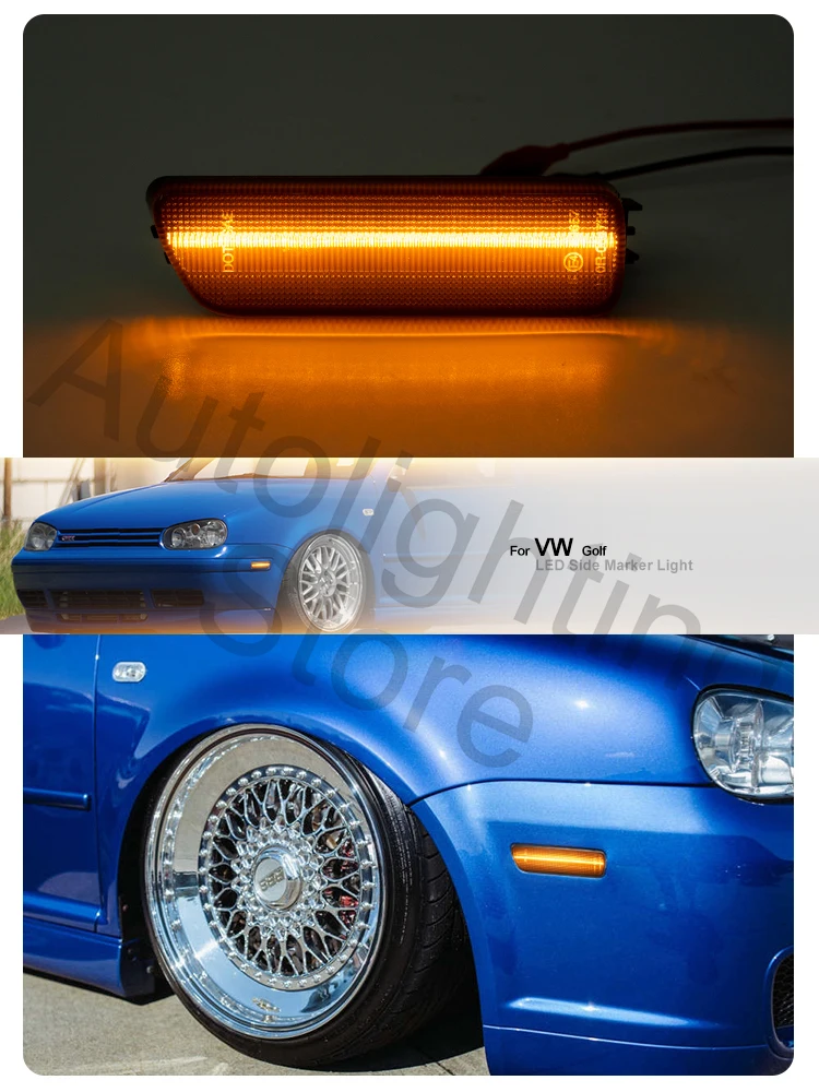 2X For VW MK4 Golf GTI 99-06 Golf R32 04 Cabrio MK4 Jetta LED Side Marker Light Arrow Turn Signal Blinker Lamp replacement light