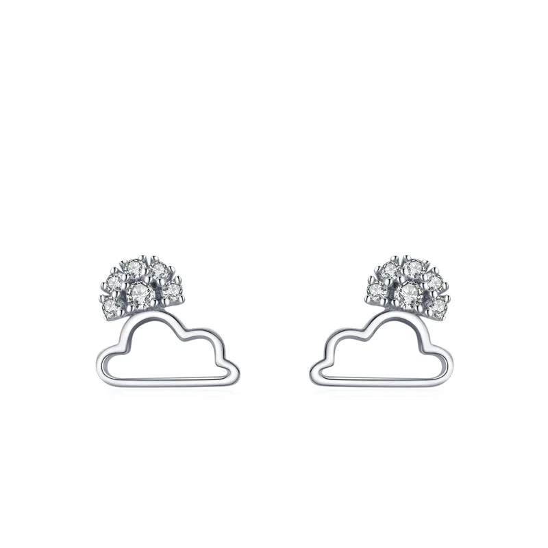 RYJU Fashion Cute Cloud Stud Earrings for Women 925 Sterling Silver Korean Creative Sweet Zircon Earrings Bridal Party Jewelry