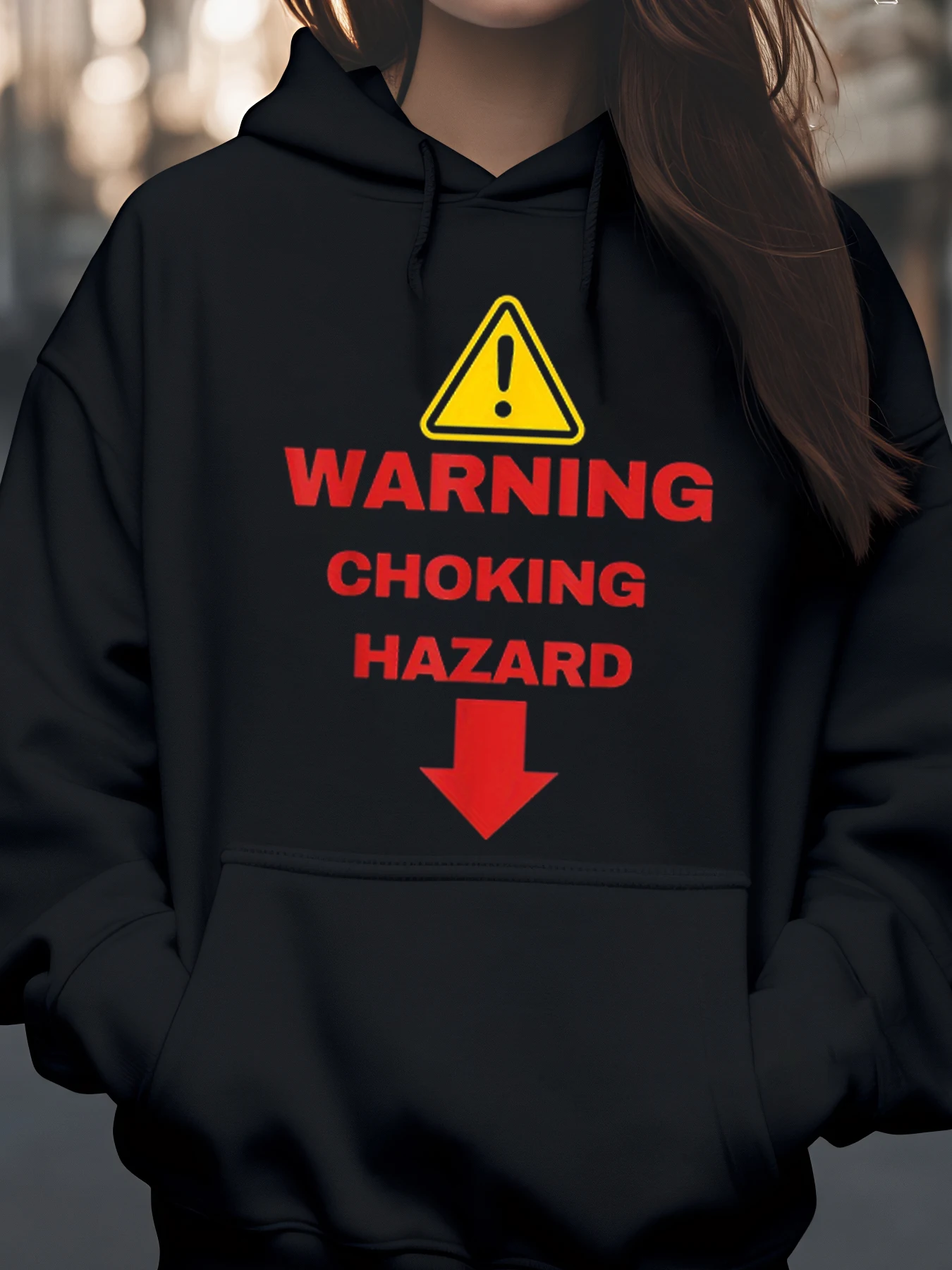 Warning Choking Hazard Print Hoodie Halloween Costume Party Wear Women Men