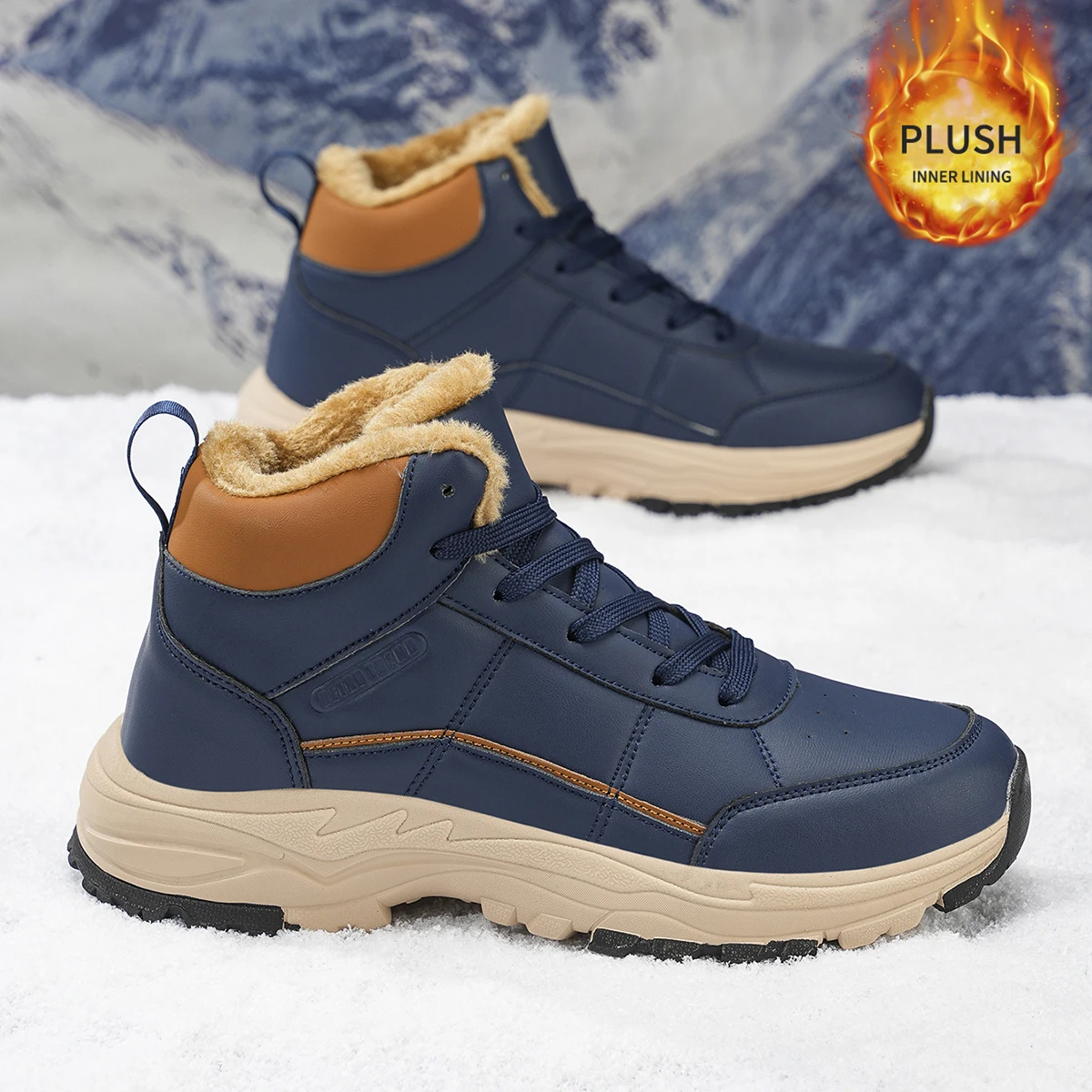 Herren-Sportschuhe in großen Größen mit Plüsch-Innenfutter, Outdoor-Wanderschuhe, bequeme, lässige, modische Trainingsschuhe für Paare – Detail 5